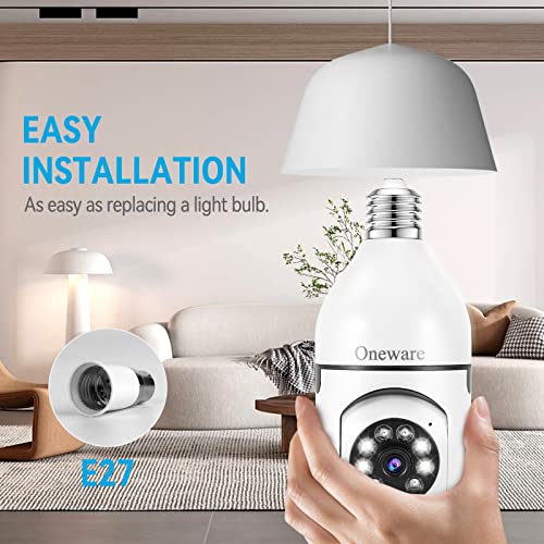 Light Bulb Security Camera HD Pan Tilt Wireless 360 Degree Floodlight Night Vision 5Ghz with Floodlight Human Motion Detection and Alarm 2pack with 64GB Card