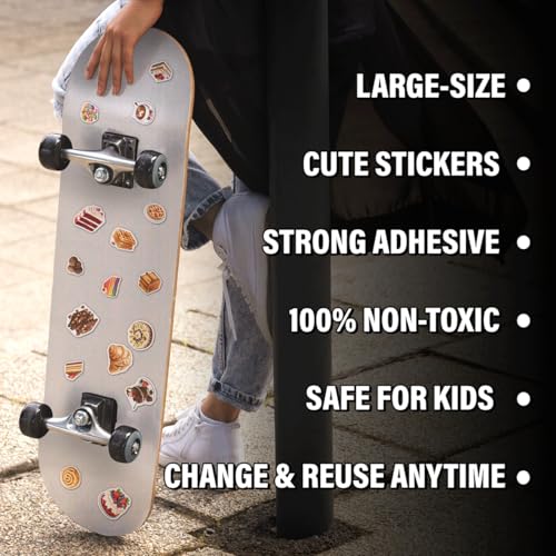 Dessert and Sweets Vinyl Stickers Pack for Food Lovers Students Scrapbook Decoration 108Pcs Car Wall Phone Case Water Bottles Bedroom Hat Hard Bumper Laptop