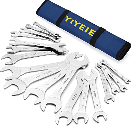 YIYEIE 18Pcs Ultra-Slim Open-End Wrench Set, 3mm Thin Metric & SAE