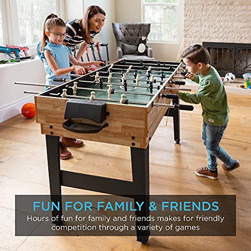 10-in-1 Game Table Set - Pool, Foosball, Air Hockey, Chess & More - Natural