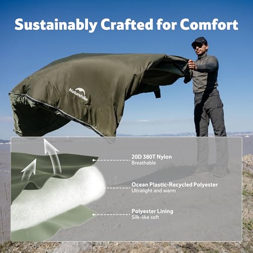 Naturehike PFAS-Free Green Lightweight Compact Sleeping Bag - Ultralight Waterproof Camping Gear for Cold & Warm Weather