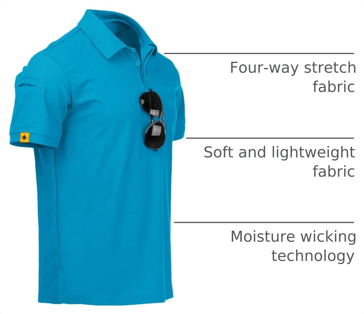 ZITY Mens Polo Shirt Short Sleeve Sports Tactical T-Shirt Athletic Golf Polos Daily Casual Stylish Collared Shirts for Men Bluegreen 4X-Large