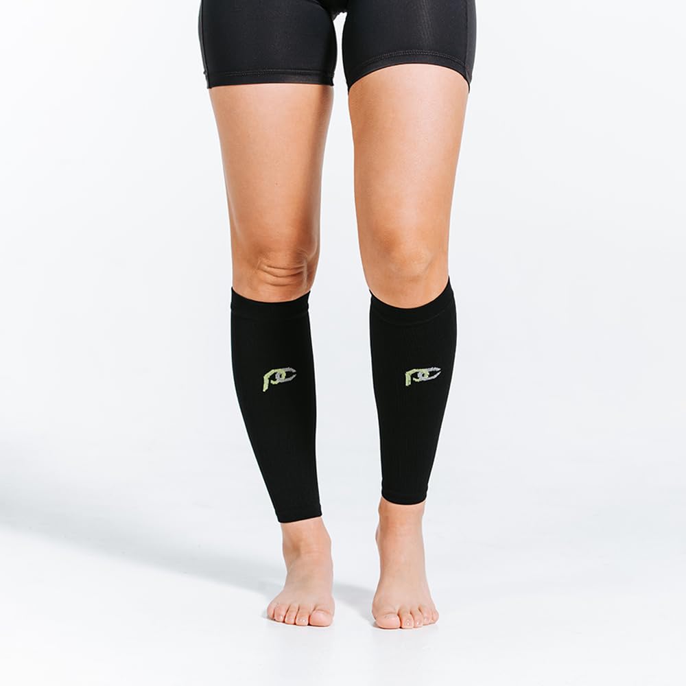 PRO Compression Calf Compression Sleeves for Men & Women - Shin Sleeves for Shin Splint Relief, Travel, and Running Support - Black, Large/X-Large