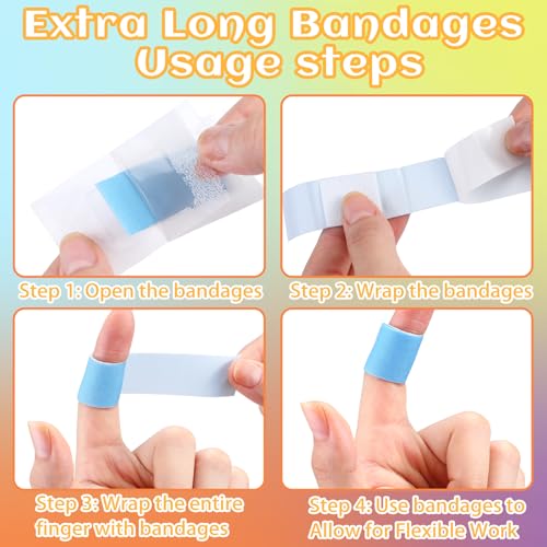 Threlaco 120 Pcs Extra Long Fabric Bandages 4.75 x 0.75 in Colorful - Non-Latex