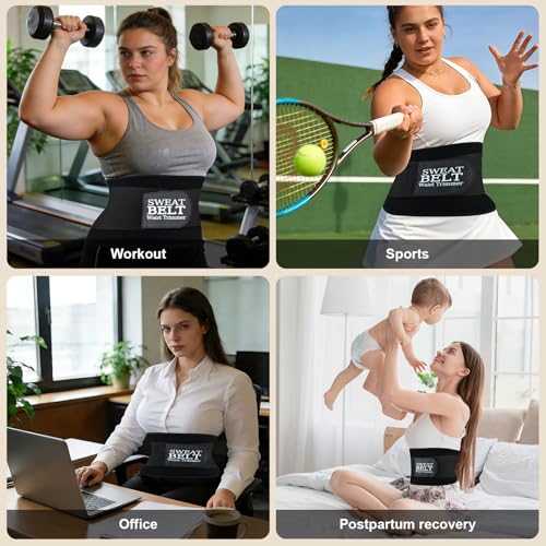 LKV Waist Trainer for Women Medium Black Belly Fat Sweat Band for Stomach