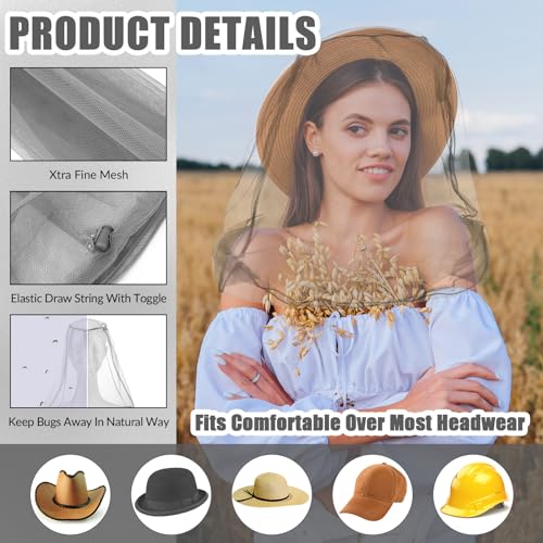 Mosquito Head Net - 2 Pack Breathable Mesh with Drawstring