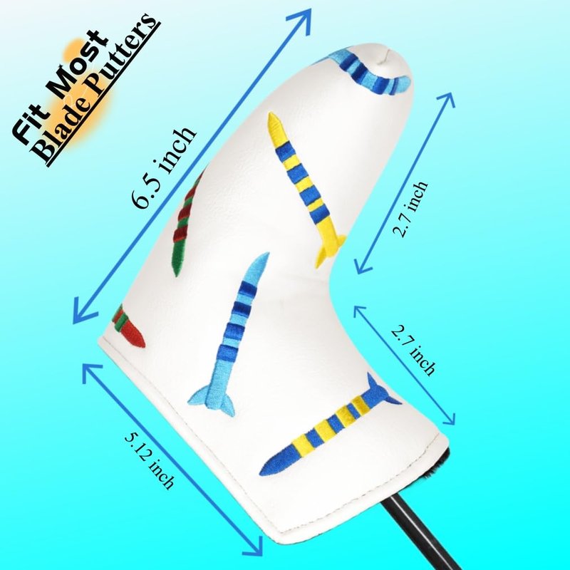 ROYMADE Golf Blade Putter Cover Premium Golf Putter Headcover Missile Design PU Leather Golf T Putter Head Cover (for White Putter 1pc)