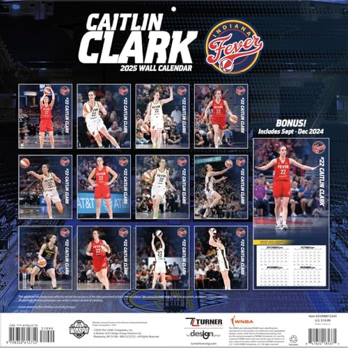 Caitlin Clark 2025 Indiana Fever Wall Calendar - 12 Months