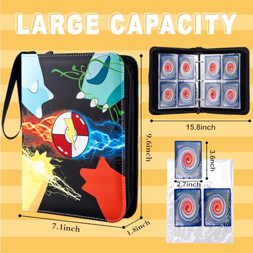 4-Pocket Card Binder with 50 Removable Sleeves - Holds 400 Cards