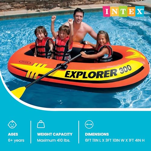 Compact Inflatable Boat for 3 People with Oars & Dual Air Chambers