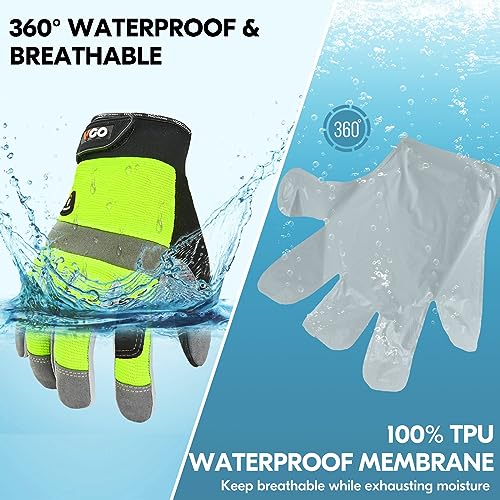Vgo... 1Pair 5¡É/41¡ÆF Winter Work Gloves Men, Cold Weather Waterproof Safety Work Gloves,Cold Storage or Freezer Glove