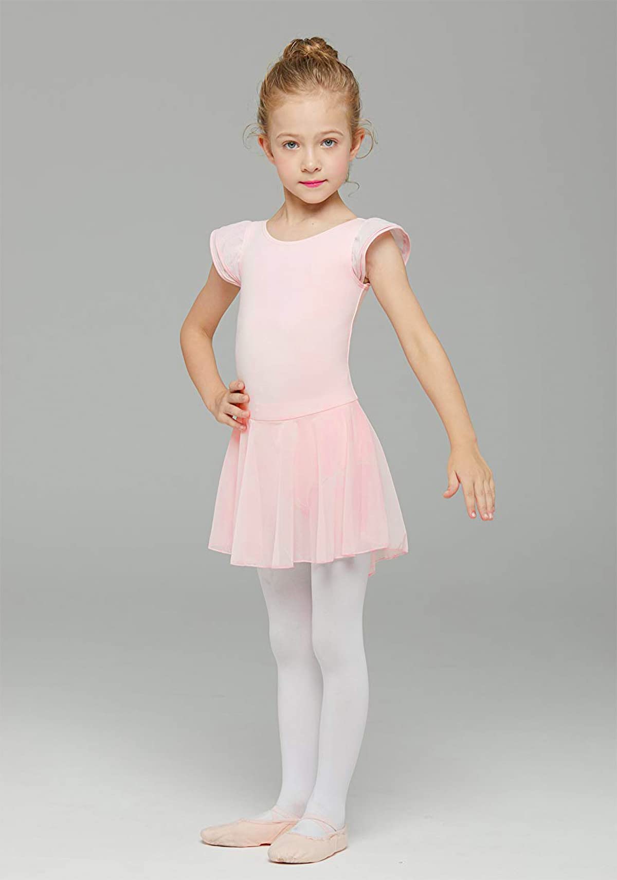 MdnMd Ballet Leotards for Girls Toddler Dance Ballerina Leotard Outfit with Skirt Dresses Tutu (Ballet Pink/Age 2-4T)
