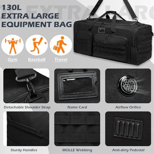 SunForMorning Black 135L Extra Large Heavy Duty Sports & Travel Duffle Bag