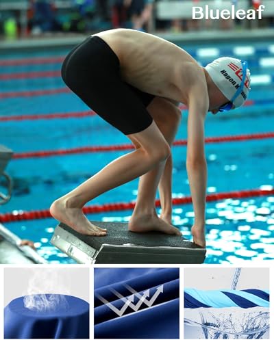 Blueleaf Boys' Swim Jammers Youth Competitive Racing Swimsuits Black Large UPF 50+
