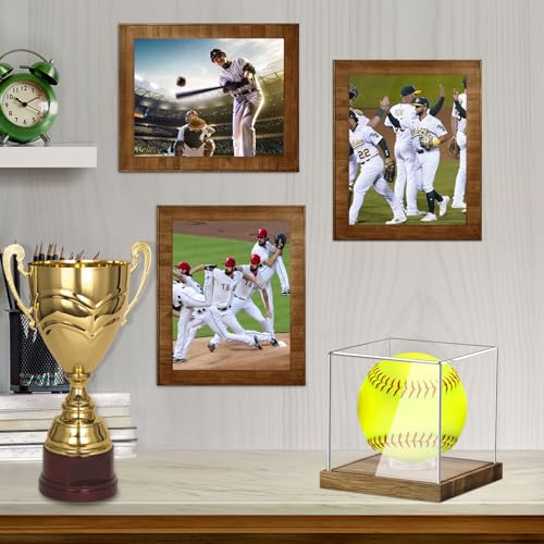 Acrylic Softball Display Case with Wood Base - Elegant Storage Box
