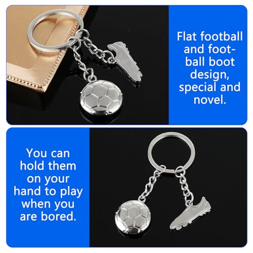 Metal Soccer Ball Keychain - Sporty Backpack Charm and Key Ring