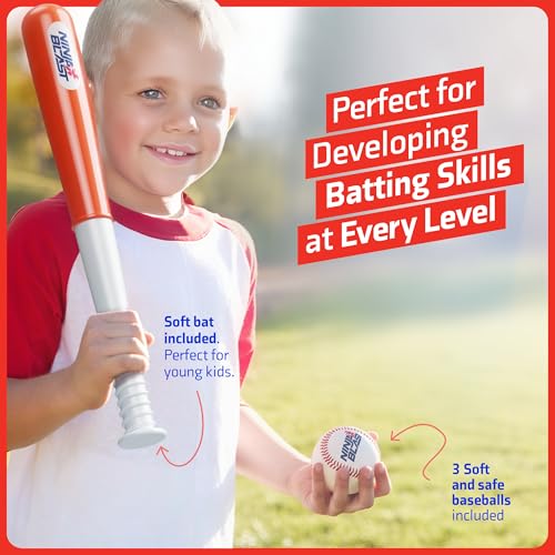 Adjustable T-Ball Set for Kids - Baseball Batting Tee with Soft Balls