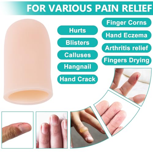 10PCS Silicone Finger Protectors - Gel Thumb Guard for Arthritis Relief - Beige