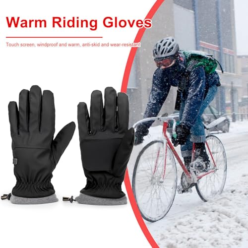 Winter Waterproof Ski Gloves with Touchscreen - Black With Buckle, Medium