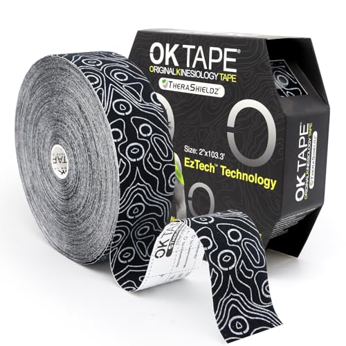 OK TAPE PRO Kinesiology Tape Bulk 103 Feet - Black Water-Resistant Sports Tape