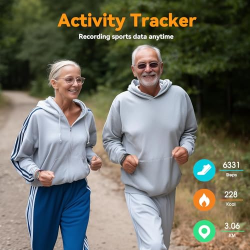 LIVIKEY Senior Pedometer Watch - Standalone Smartwatch Black, No App Needed