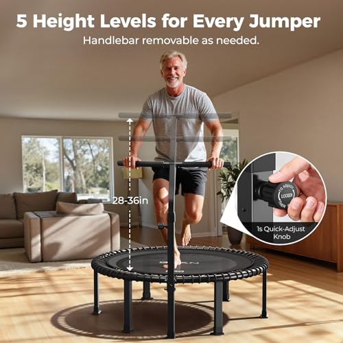 Bungee Rebounder Trampoline with Adjustable Handle - 40in Black