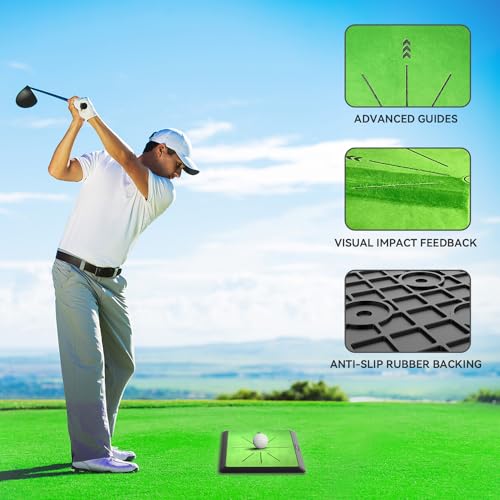 Golf Hitting Mat with Swing Path Feedback - Portable Practice Mat