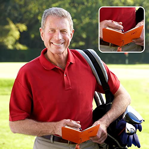 Golf Scorecard Book with Pencil - Light Brown Leather Log