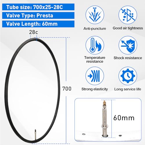 Midcos 700x28c Road Bike Tires with Inner Tubes & Levers, Foldable, Puncture Proof