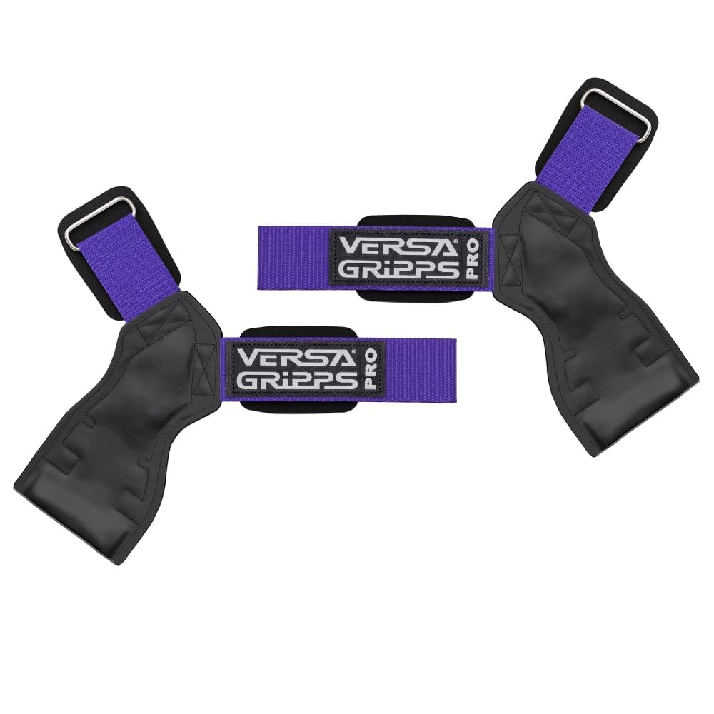Versa Gripps Pro, Made in USA, Wrist Straps for Weightlifting Alternative, Best Training Accessory, R/L, Purple