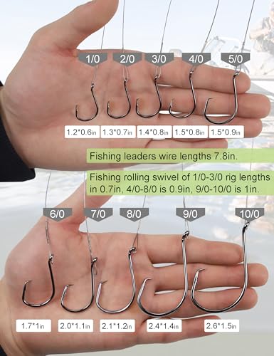 30 Pcs Pre-Rigged Fishing Hooks with Steel Wire Leader - 1/0