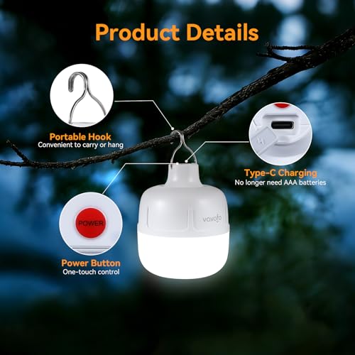 Rechargeable 20W LED Camping Lantern - 1200LM Portable Light, White
