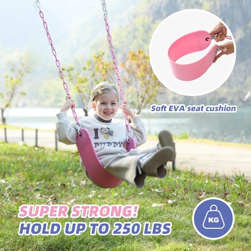 Pink 66 In. Heavy-Duty Swing Seat with Fully Pink Chains - 2 Pack (Light Pink) Coated