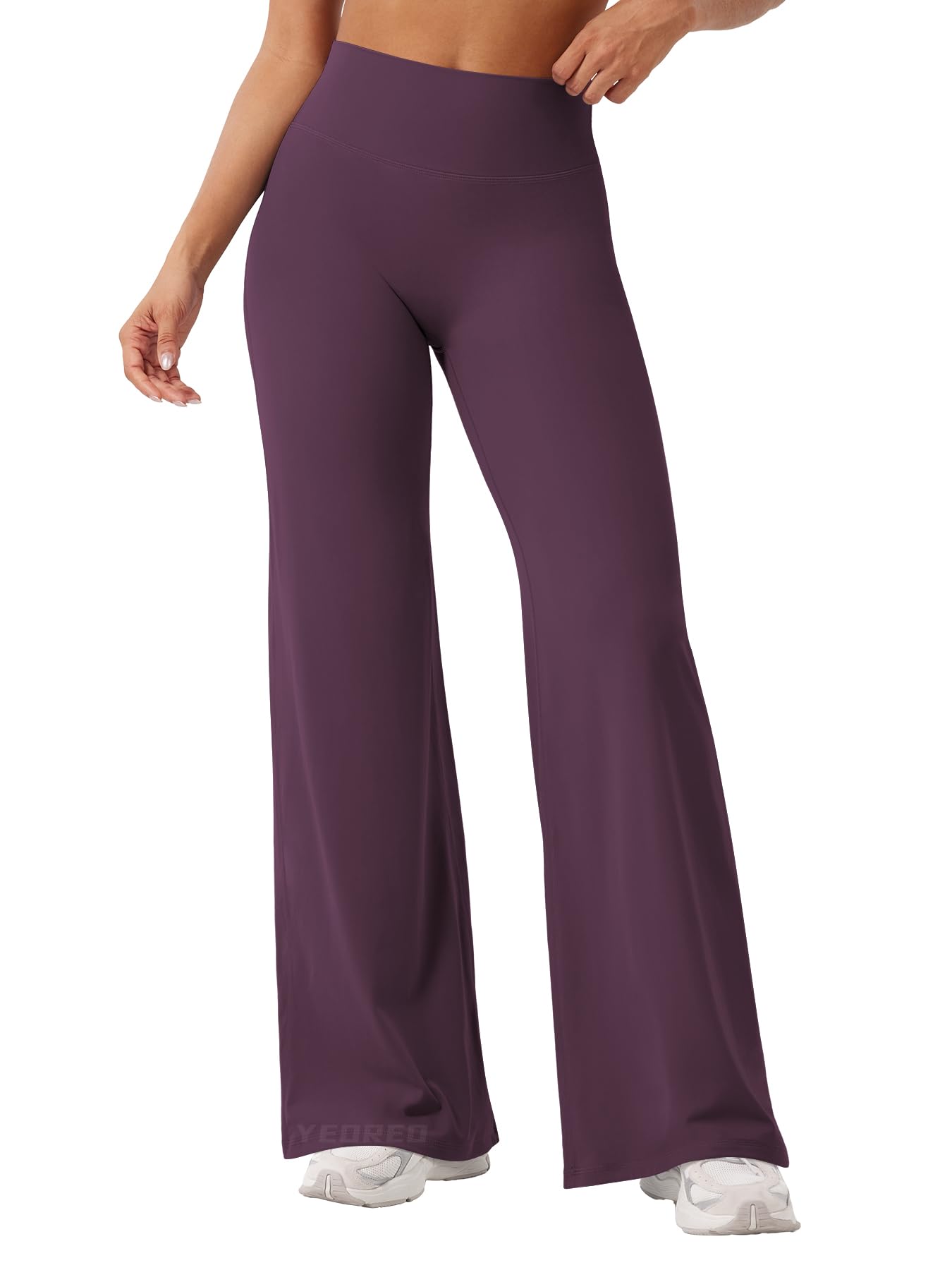 YEOREO Workout Leggings Womens No Front Seam Straight Leggings 31.5" High Waist Buttery Eddiy Gym Yoga Pants Black Berry Purple XS