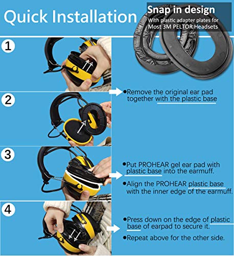 PROHEAR GEP01 Gel Ear Pads for 3M PELTOR Headsets (Upgraded) – Fits Most Models