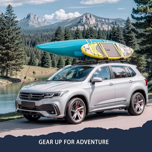 Folding Kayak Roof Rack with Lashing Straps - 160Lbs Capacity