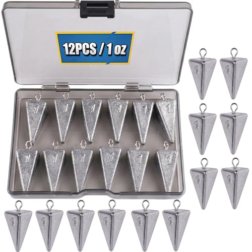 1oz Pyramid Sinkers Kit - 12PCS Weights for Surf Fishing