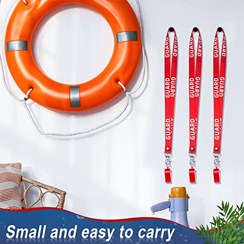 Yexiya Red Lifeguard Whistle with Lanyard - Emergency Safety Plastic, Pack of 3