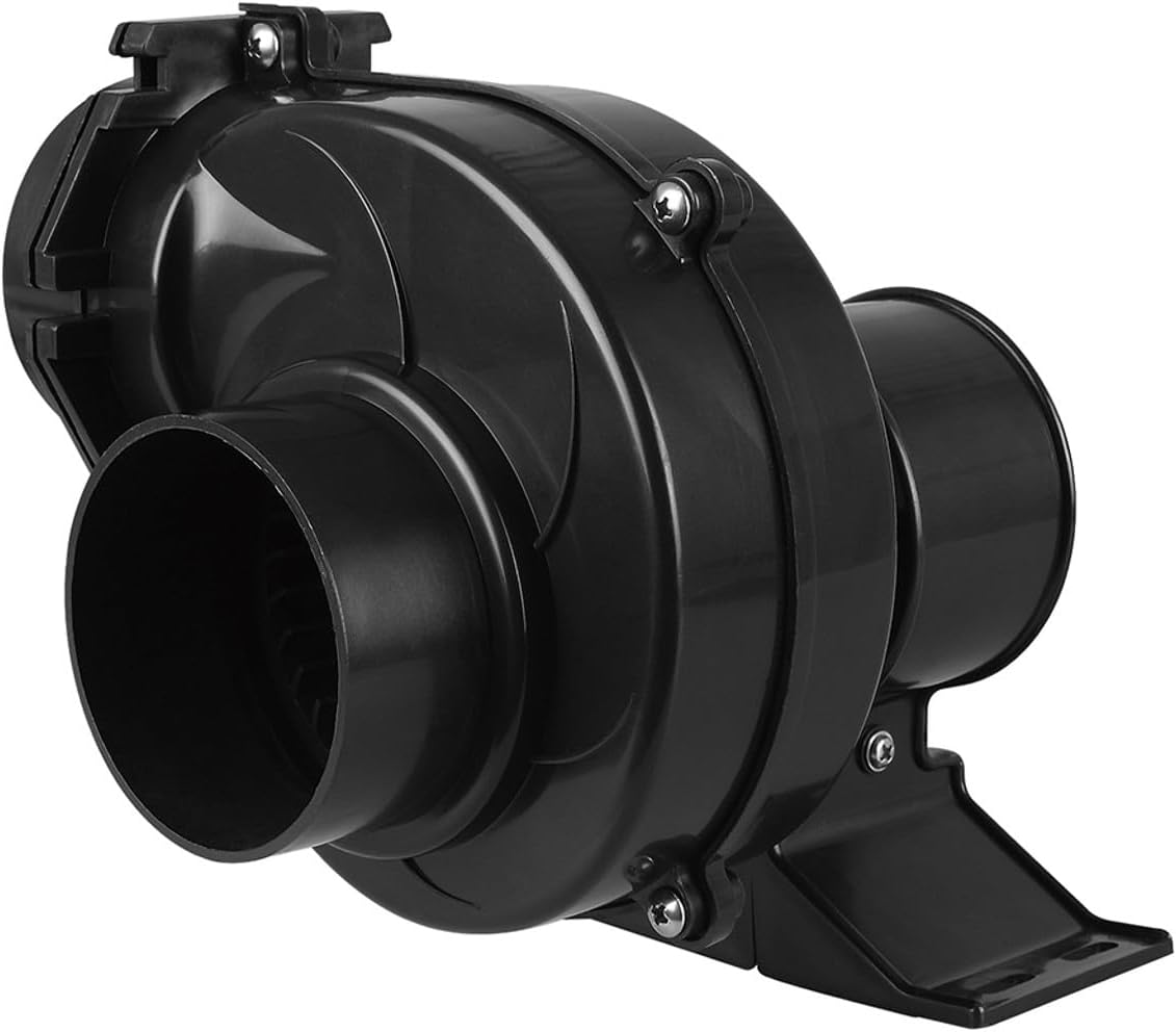 Seaflo In-Line Bilge Air Blower - 130 CFM Marine Ventilation | 12V, 2.5 AMP, Black