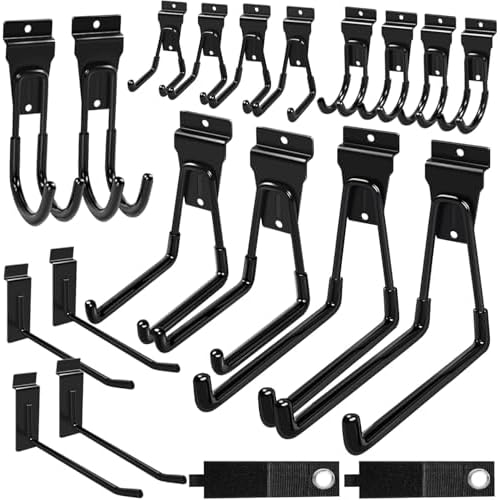 Slatwall Hooks Black 20Pack Firmly and Durable Slatwall Accessories,Perfect for Organizing Garden Tools and Heavy Duty Tools and Garage Hooks Organize Your Space Efficiently