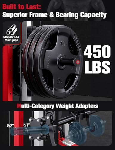 Adjustable Rowing Cable Machine & LAT Pulldown Station - Black-Red