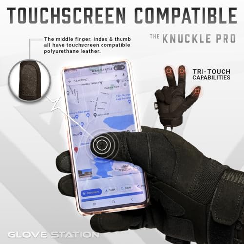 Hard Knuckle Touchscreen Utility Gloves - Impact Protection, Breathable, Large
