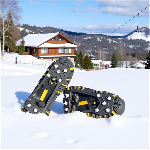Large Non-Slip Ice Cleats with Stainless Steel Spikes for Boots