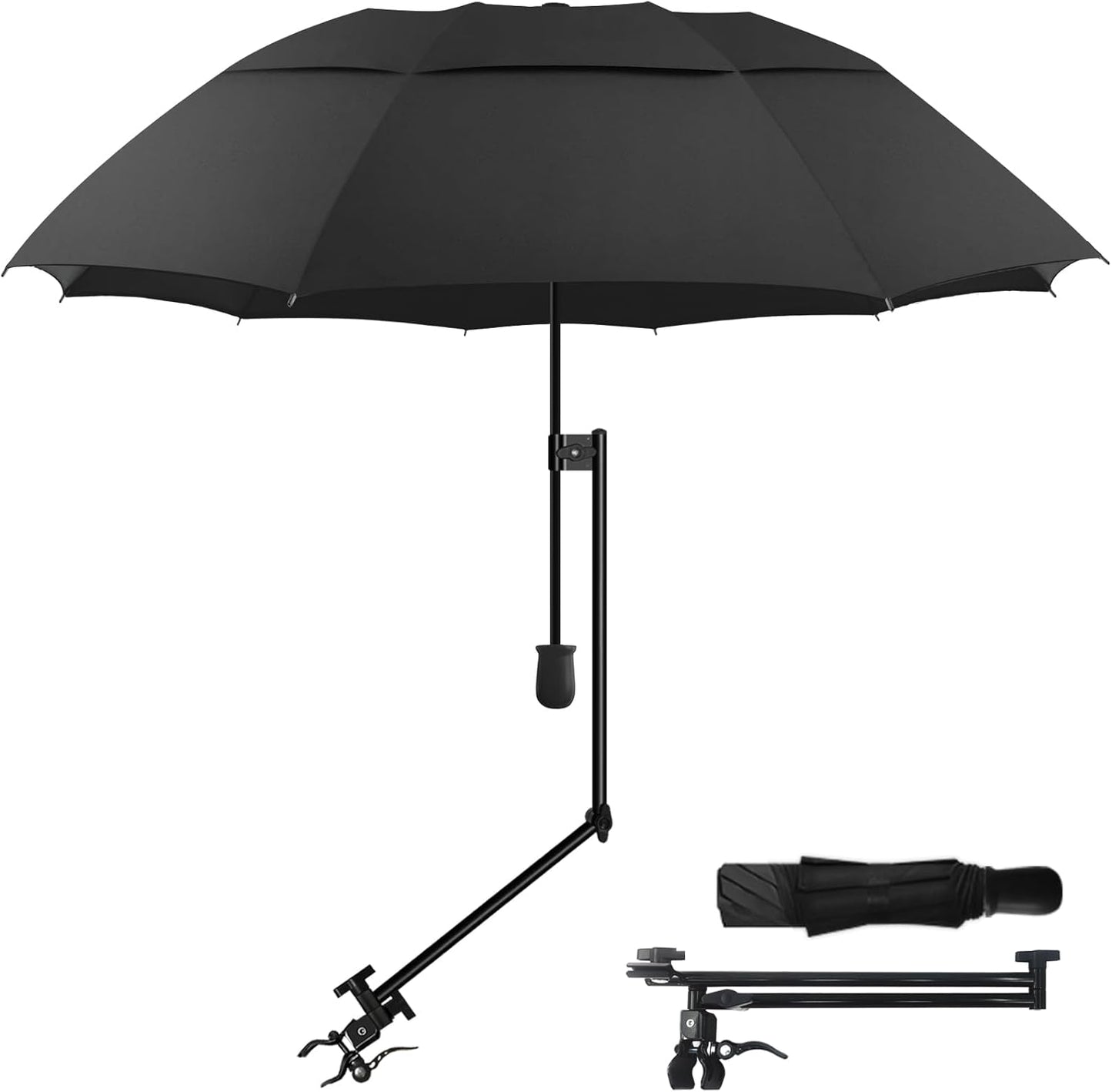 Patio Umbrellas | UPF 50+ Adjustable Shade Umbrella - Versatile Clamp for Beach, Patio & Camping