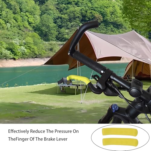 4 Pairs Silicone Brake Lever Grip Covers - Anti-Slip Handle Sleeves - Yellow