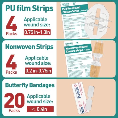 28-Pack Wound Closure Strips - Butterfly Bandages & Emergency Kit