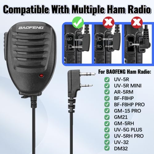 Ham Radio Speaker Mic for BAOFENG UV-5R, 2-Pack Handheld Accessories