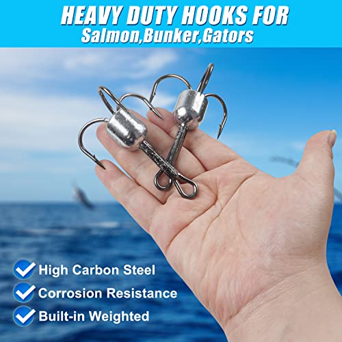 SILANON 6/0-1.25oz Weighted Treble Hooks 5pcs for Baitfish, Trout & Salmon Fishing