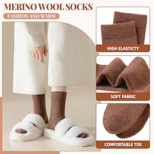 Velice Caramel Series Merino Wool Thermal Hiking Socks for Winter
