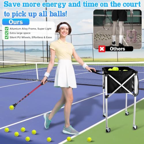 Tennis Ball Cart with 150-Ball Capacity & Silent Wheels